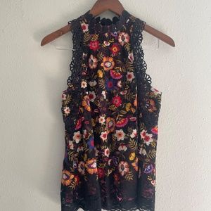 Maeve Floral Embroidered + Lace Blouse